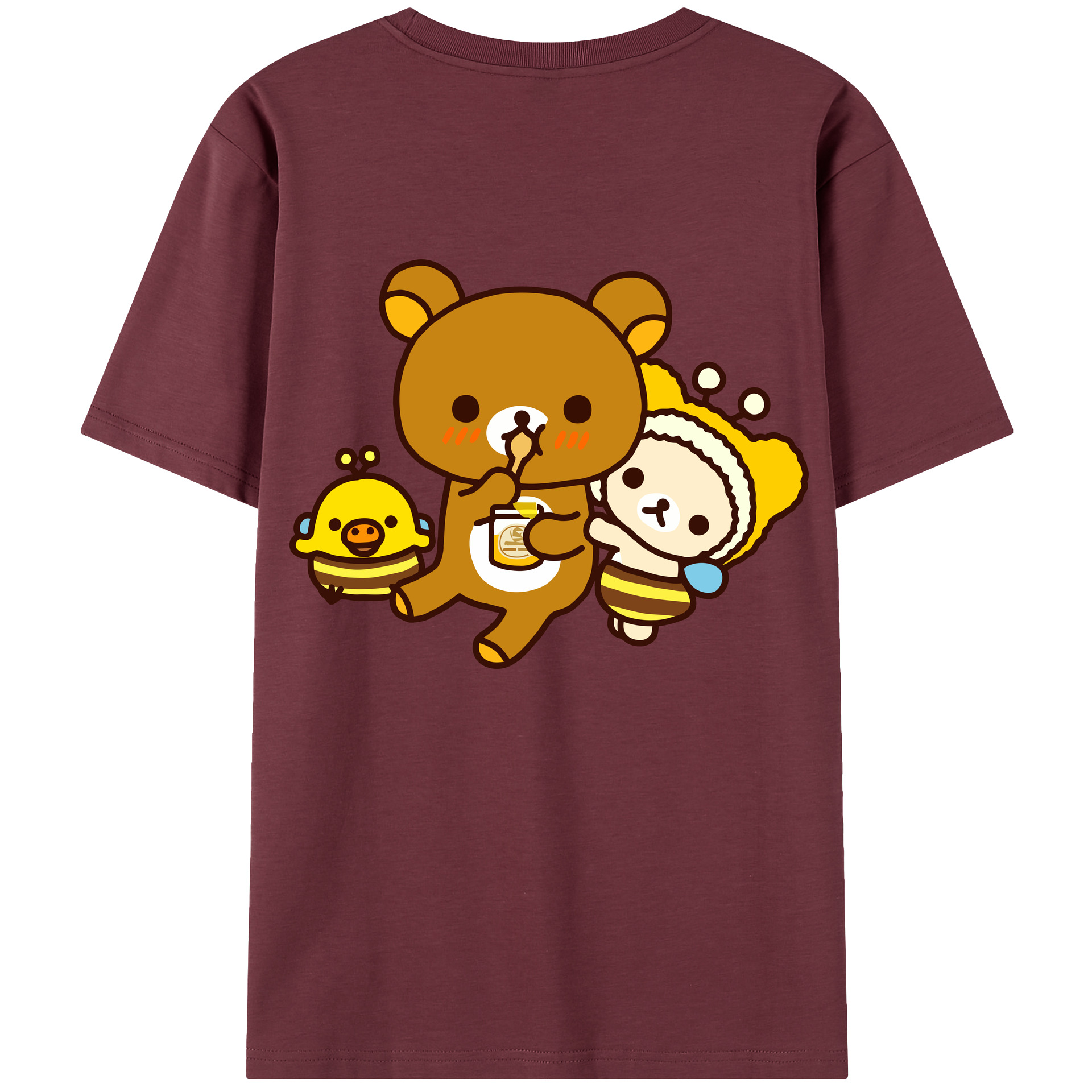 （画像用） リラックマ リラックマ キイロイトリ Rilakkuma Korilakkuma Kiiroitori 綿100％半袖Tシャツ（背面プリント）
